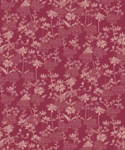 London Street Flowers Wallpaper - Wallpaper Republic - Colorway: Burgundy - Swatch