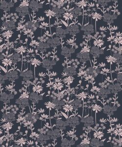 London Street Flowers Wallpaper - Wallpaper Republic - Colorway: Deep Blue - Swatch