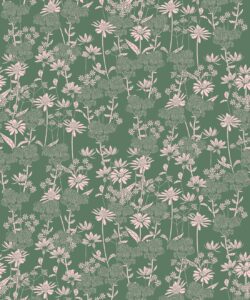 London Street Flowers Wallpaper - Wallpaper Republic - Colorway: Olive - Swatch