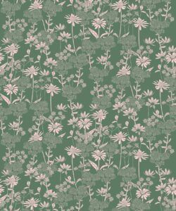 London Street Flowers Wallpaper - Wallpaper Republic - Colorway: Olive - Swatch