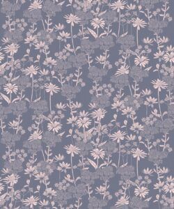 London Street Flowers Wallpaper - Wallpaper Republic - Colorway: Steel Blue - Swatch