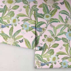 Summer Garden Wallpaper • Pink Wallpaper • Floral Wallpaper Roll