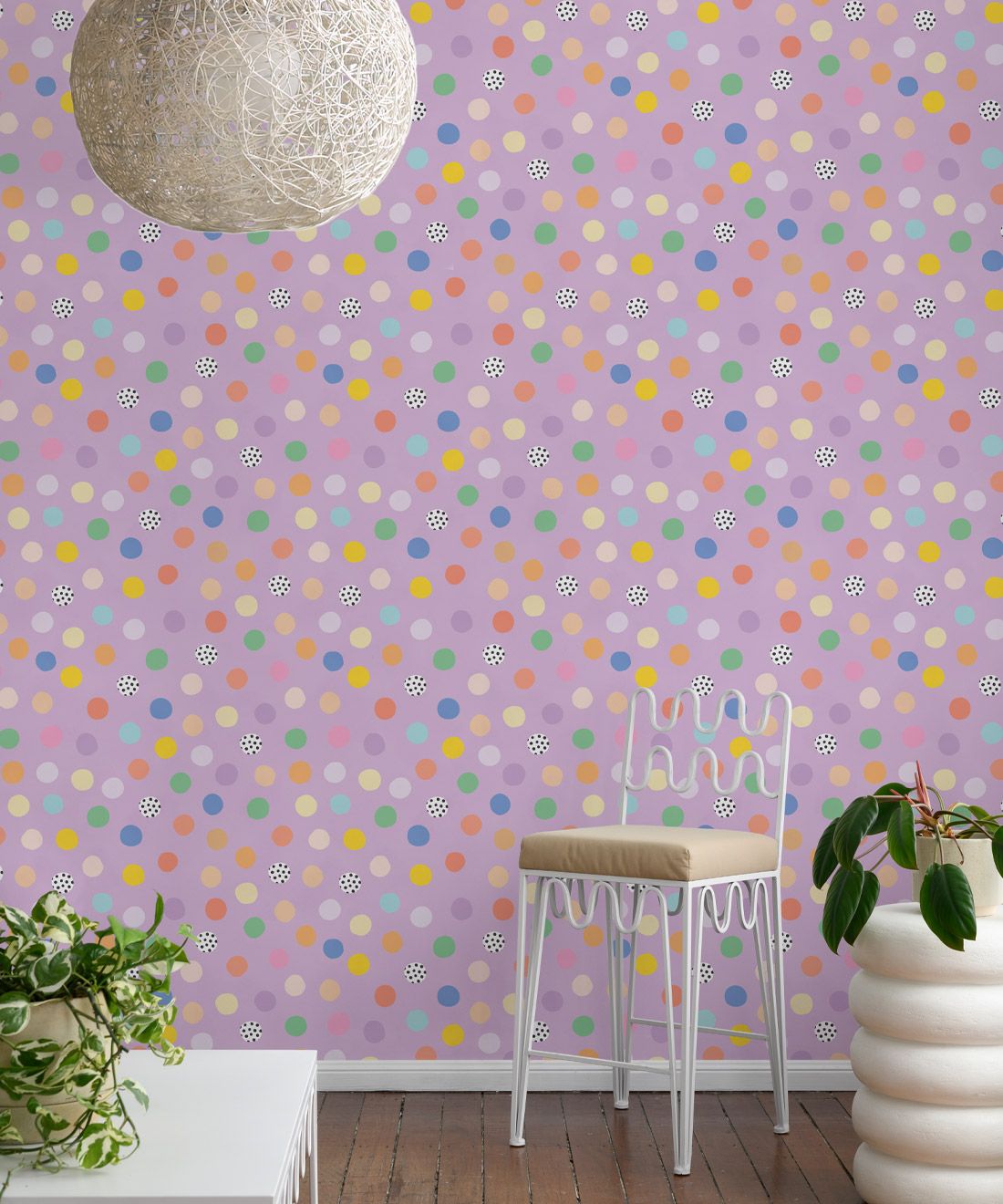 Happy Confetti Wallpaper • Lavender • Insitu