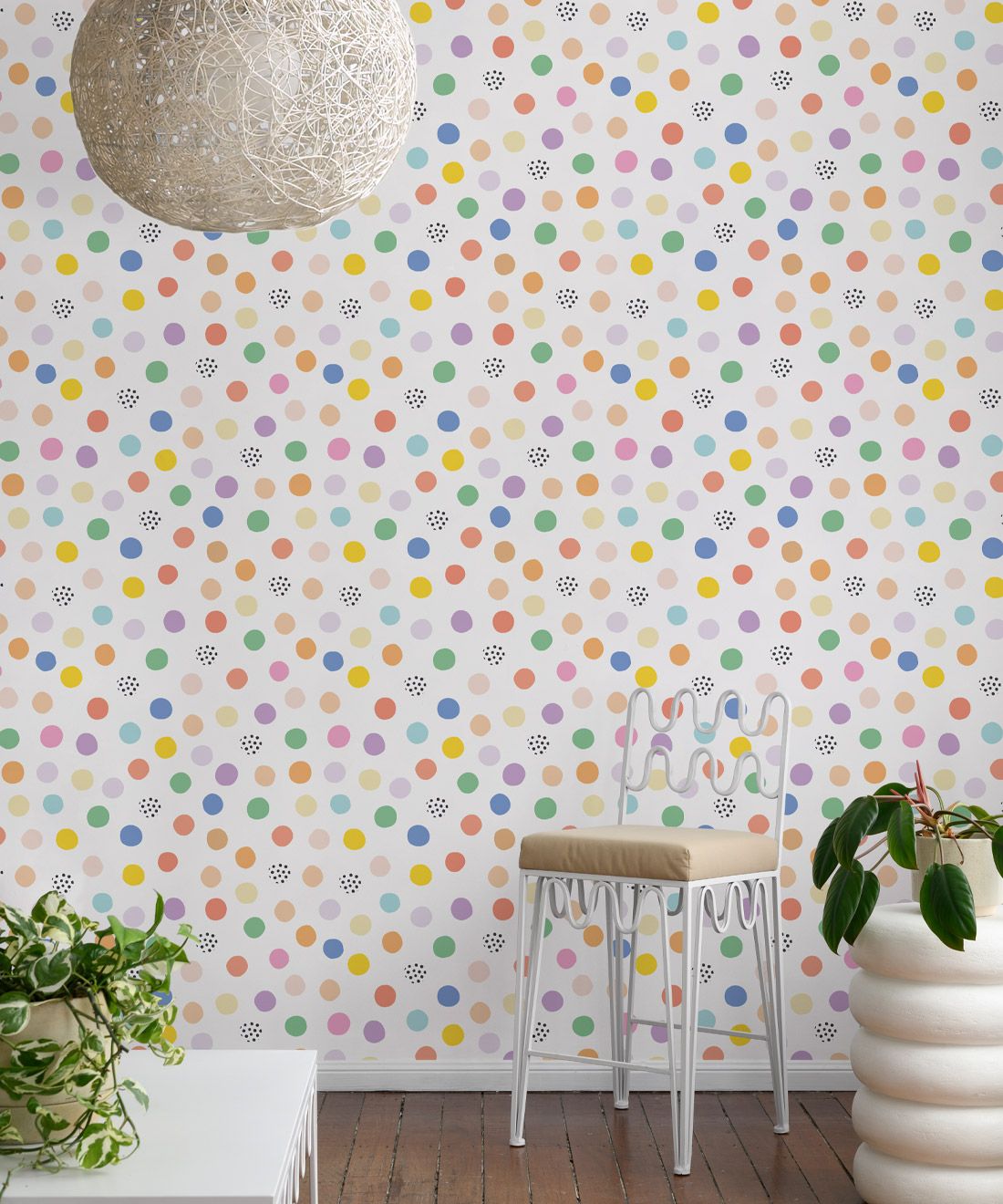 Happy Confetti Wallpaper • White • Insitu