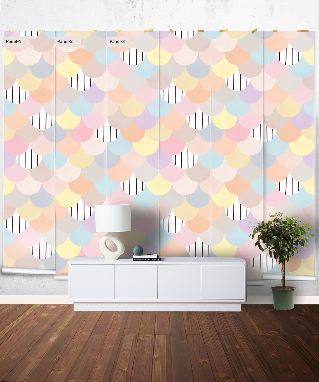 Happy Scales Mural • Pastel Lines • Panels