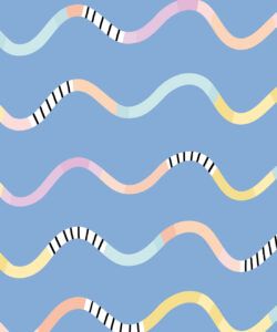 Happy Waves Wallpaper • Blue • Swatch