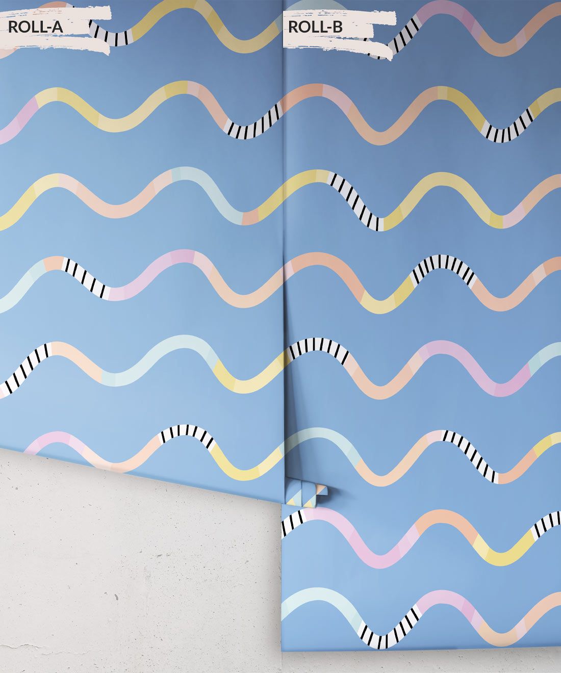 Happy Waves Wallpaper • Blue • Rolls