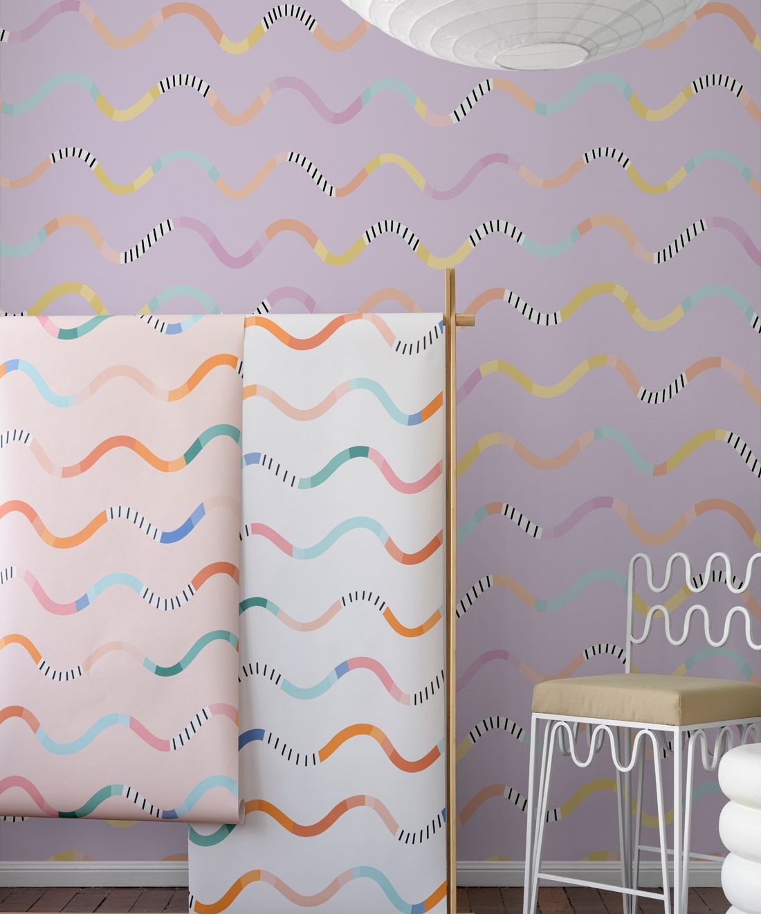 Happy Waves Wallpaper • Lilac • Insitu