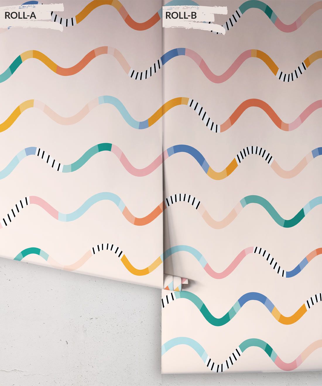 Happy Waves Wallpaper • Peach • Rolls