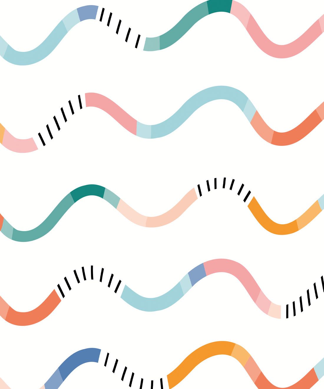Happy Waves Wallpaper • White • Swatch