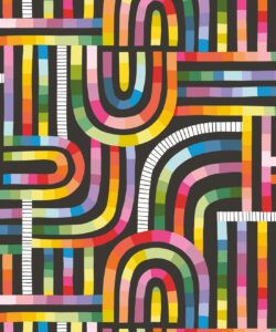 Maze Time Wallpaper • Black Rainbow • Swatch