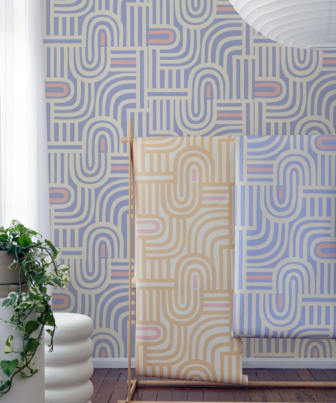 Maze Time Wallpaper • Cornflower Blue • Insitu