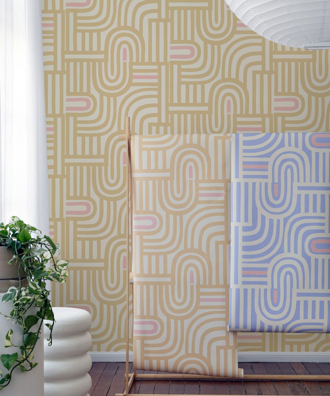Maze Time Wallpaper • Cream • Insitu