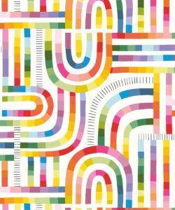 Maze Time Wallpaper • White Rainbow • Swatch