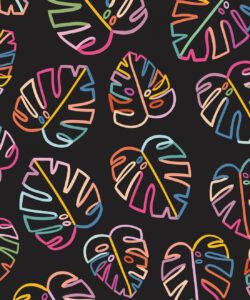 Monstera Love Mural • Black • Swatch