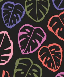 Neon Monstera Love Mural • Black • Swatch