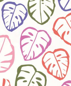 Neon Monstera Love Mural • White • Swatch
