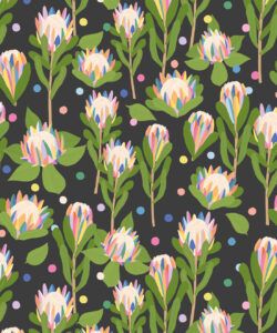Protea Party Wallpaper • Black • Swatch
