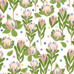 Protea Party Wallpaper • Fruity White • Swatch