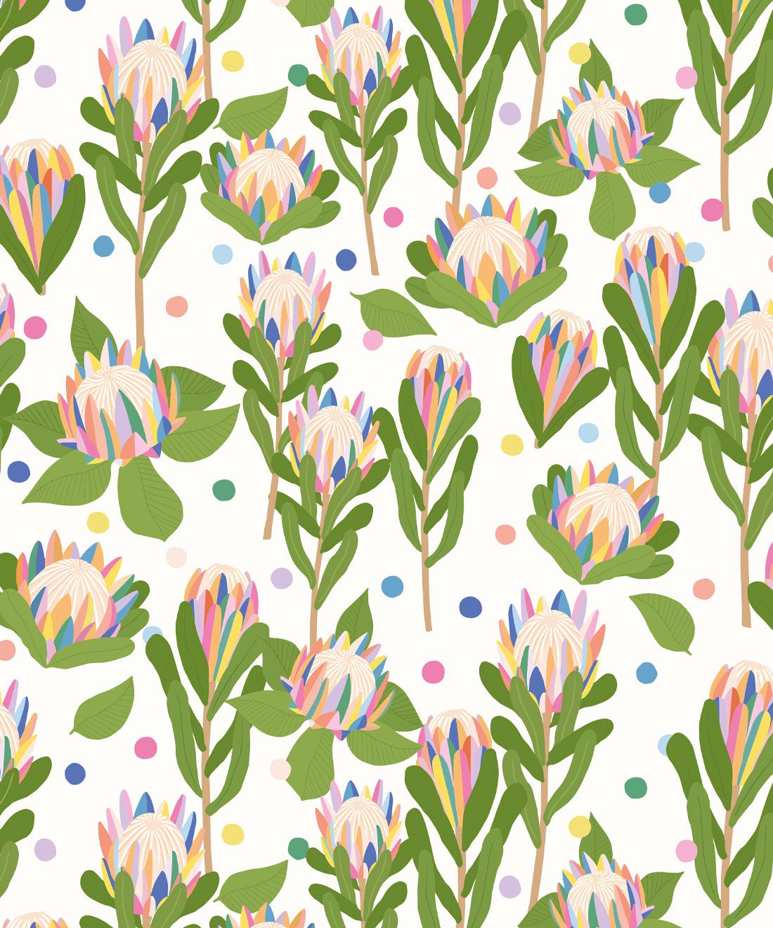 Protea Party Wallpaper • Fruity White • Swatch