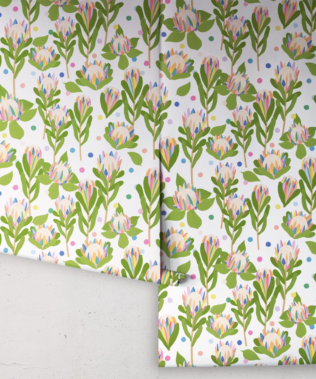 Protea Party Wallpaper • Fruity White • Rolls