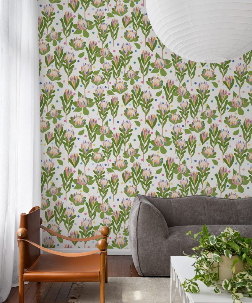 Protea Party Wallpaper • Playful Florals • Milton & King USA