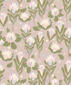 Protea Party Wallpaper • Pastel Coffee • Swatch