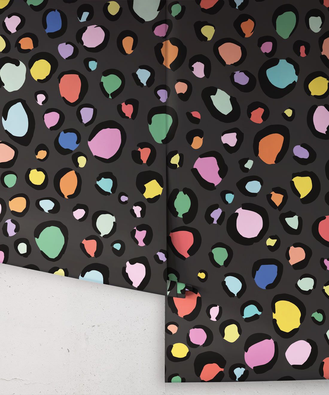 Rainbow Leopard Wallpaper • Charcoal • Rolls