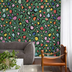 Rainbow Leopard Wallpaper • Deep Green • Insitu