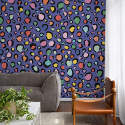 Rainbow Leopard Wallpaper • Periwinkle • Insitu
