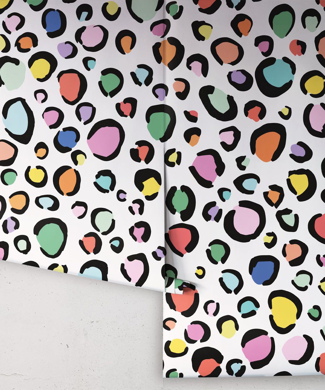 Rainbow Leopard Wallpaper • White • Rolls
