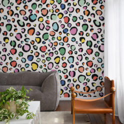 Rainbow Leopard Wallpaper • White • Insitu