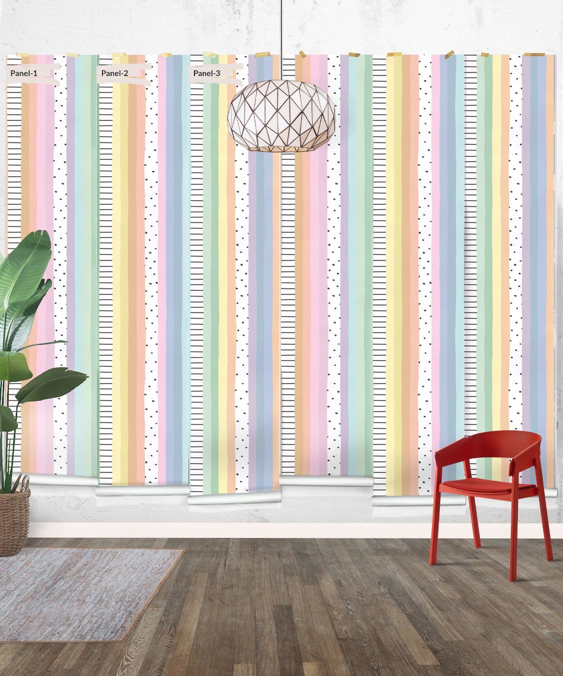 Rainbow Wall Mural • Pastel White • Panels