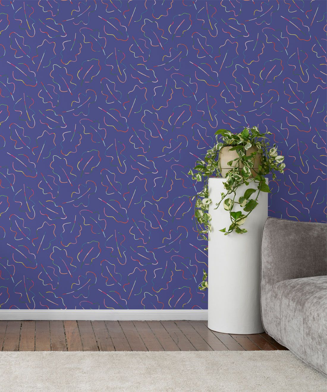 Spring Leaves Wallpaper • Periwinkle • Insitu