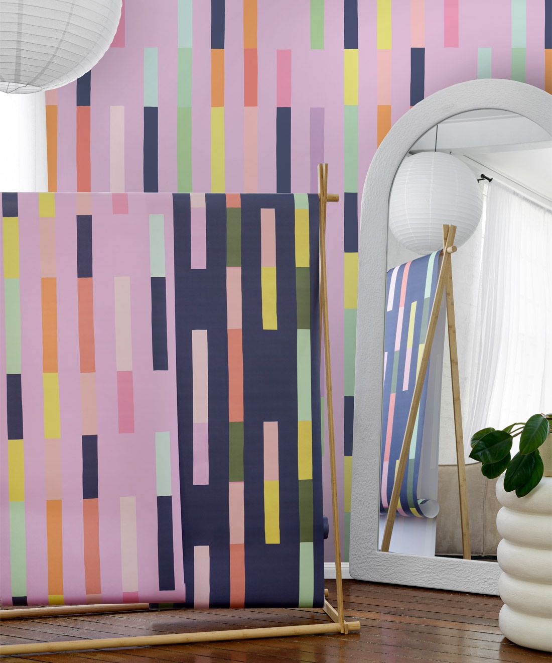 Sweet Rainbow Stripe Wallpaper • Lavender • Insitu