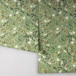 Bespoke Cranes Wallpaper • Green • Rolls