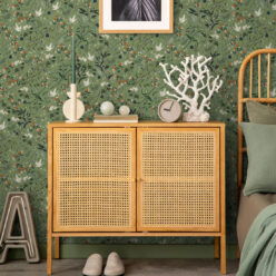 Bespoke Cranes Wallpaper • Green • Insitu