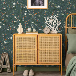 Bespoke Cranes Wallpaper • Teal • Insitu