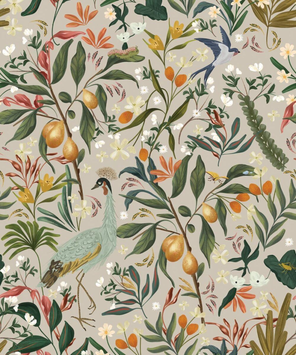 Balearic Cranes Wallpaper • Unique Bird Pattern • Milton & King Us