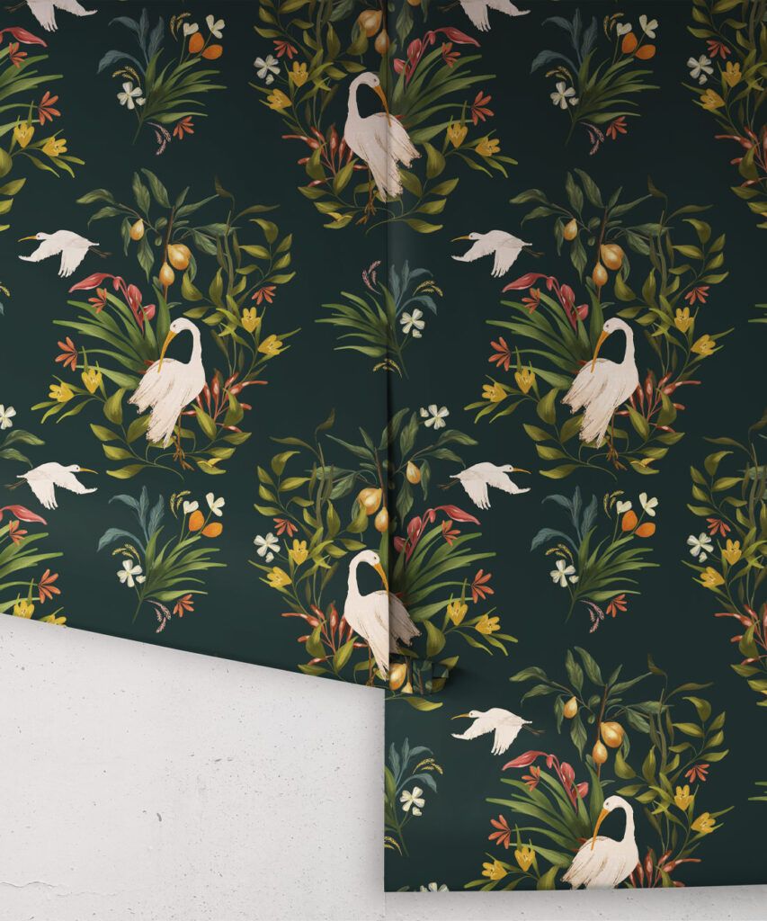 Prima Ballerina Crane Wallpaper • Elegant Birds • Milton & King US