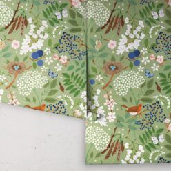 Flowering Trees Wallpaper • Green • Rolls