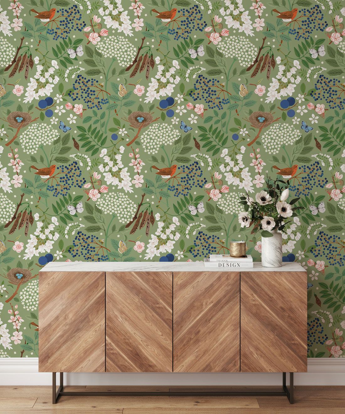 Flowering Trees Wallpaper • Green • Insitu