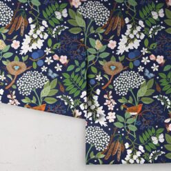 Flowering Trees Wallpaper • Navy • Rolls