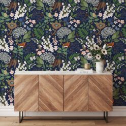 Flowering Trees Wallpaper • Navy • Insitu