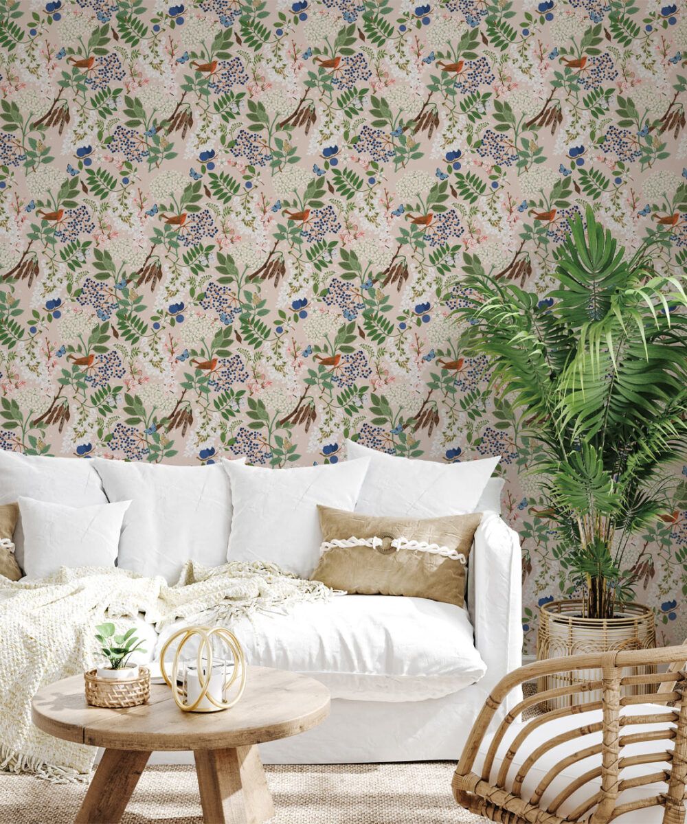 Sparrows Wallpaper • Intricate Bird Design • Milton & King USA