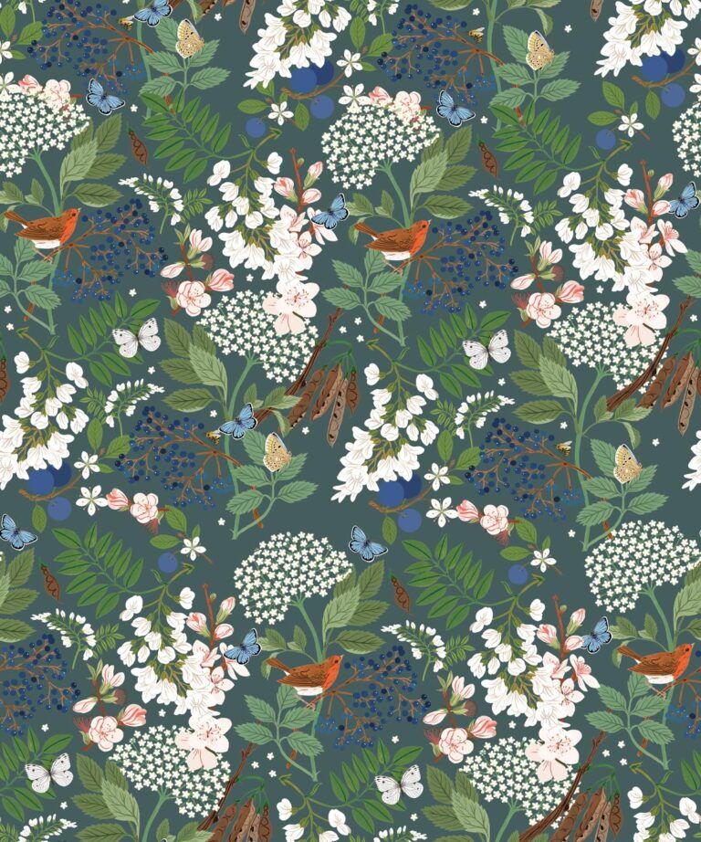 Sparrows Wallpaper • Intricate Bird Design • Milton & King USA