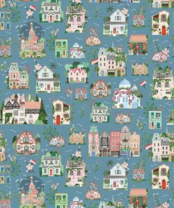 Around The World Wallpaper • French Blue • Swatch