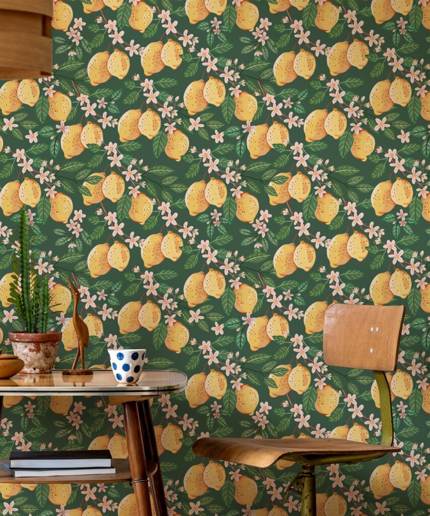 Lemons Wallpaper • Fruit Tree Wallpaper • Milton & King USA