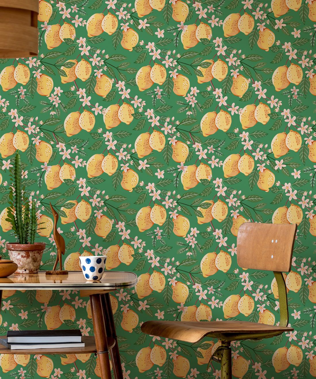 Lemons Wallpaper • Summer Green • Insitu