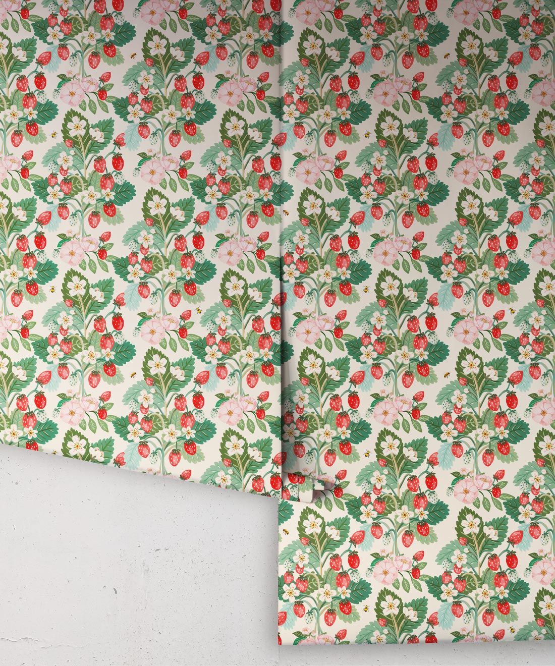 Strawberries Wallpaper • Linen • Rolls